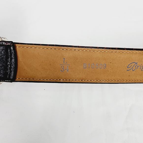 Vintage Brighton Women's Black & Brown Leather Belt with Scroll Buckle Large /34 - Picture 5 of 11